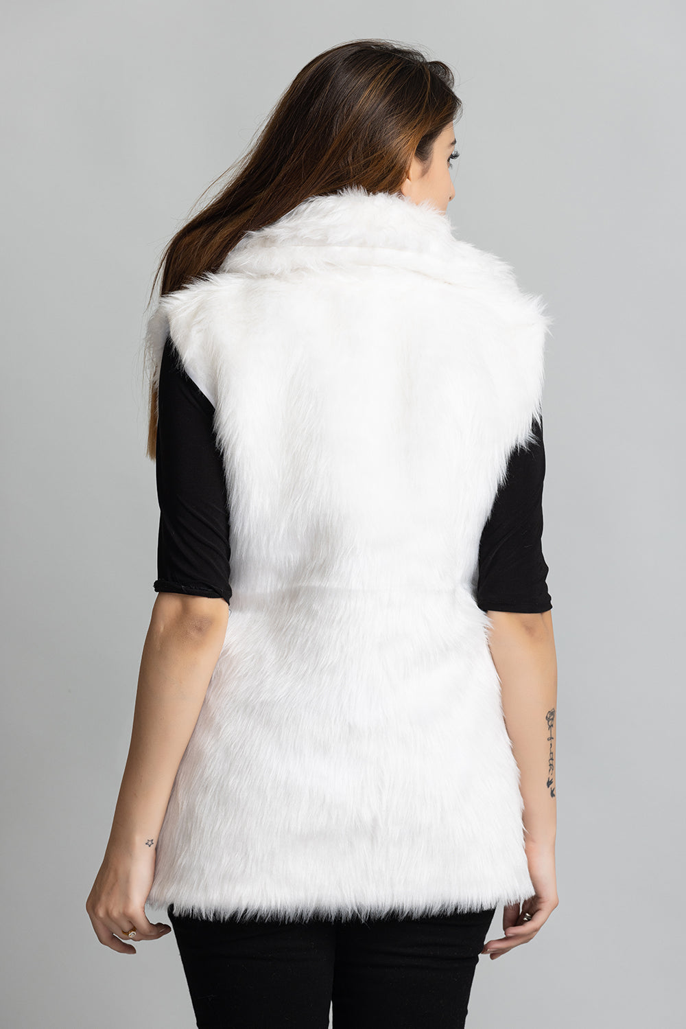 Fur Sleeveless Jacket - White