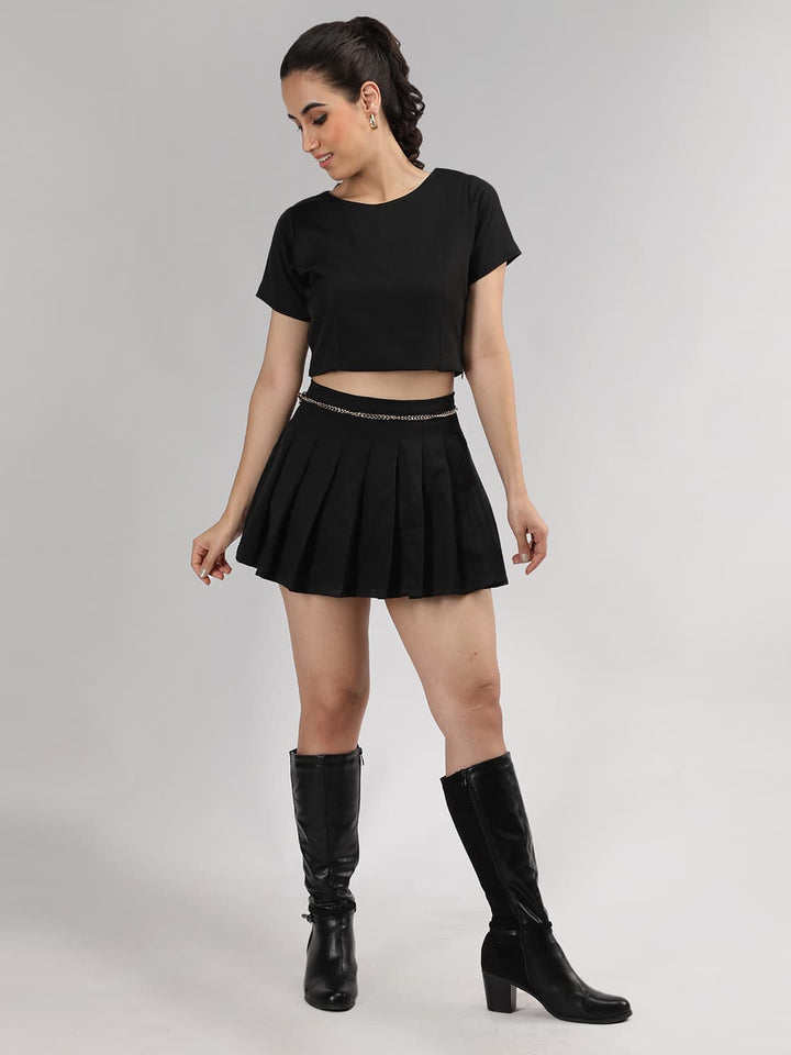 Pleated A-line Mini Skirt