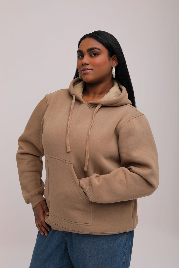 Oversized Tan Cotton Hoodie