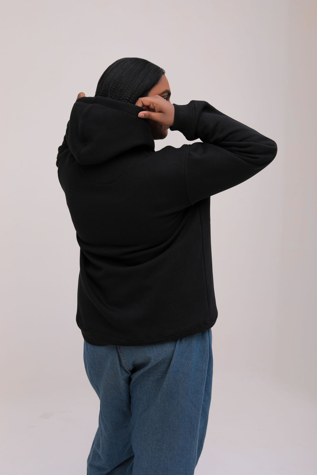 Oversized Asymmetrical Solid Hoodie - Black