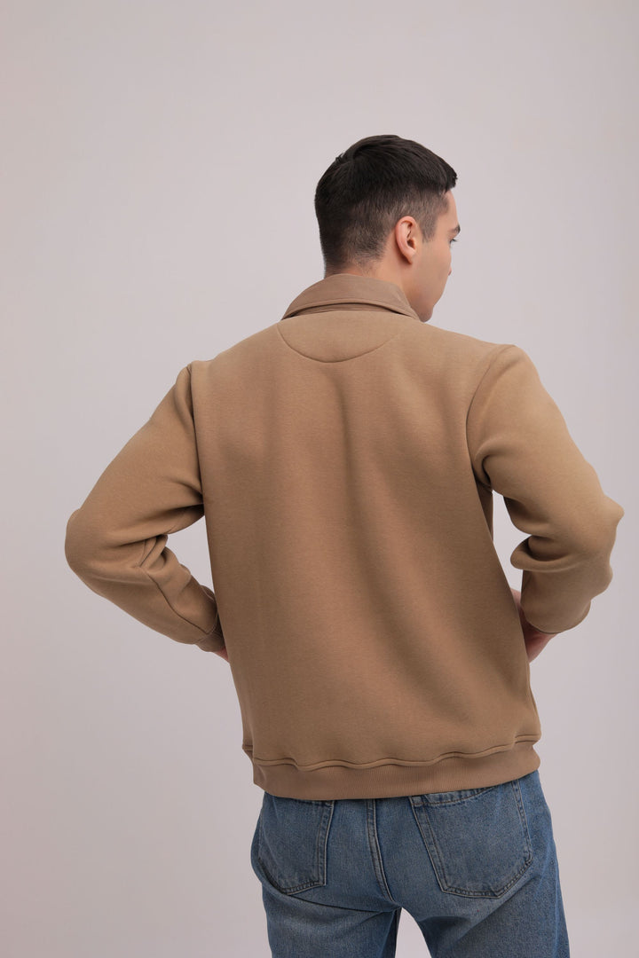 Fleece Zipper Jacket - tan