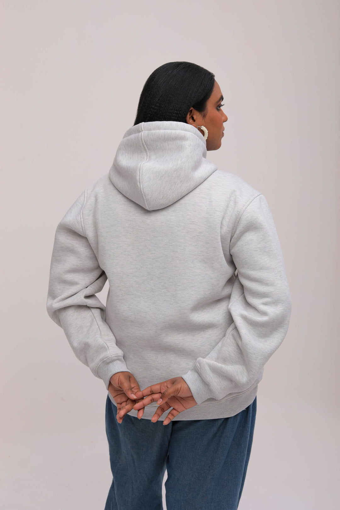 Oversized Asymmetrical Solid Hoodie - Grey Melange