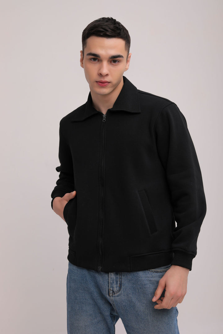 Fleece Zipper Jacket - Black