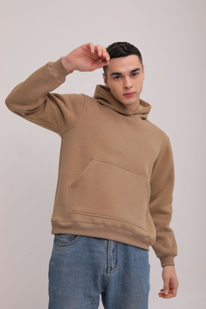 Essential Solid Pullover Hoodie - tan