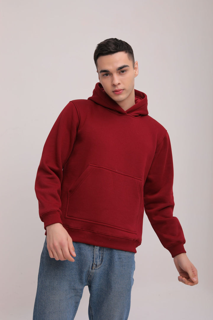 Essential Solid Pullover Hoodie - Maroon