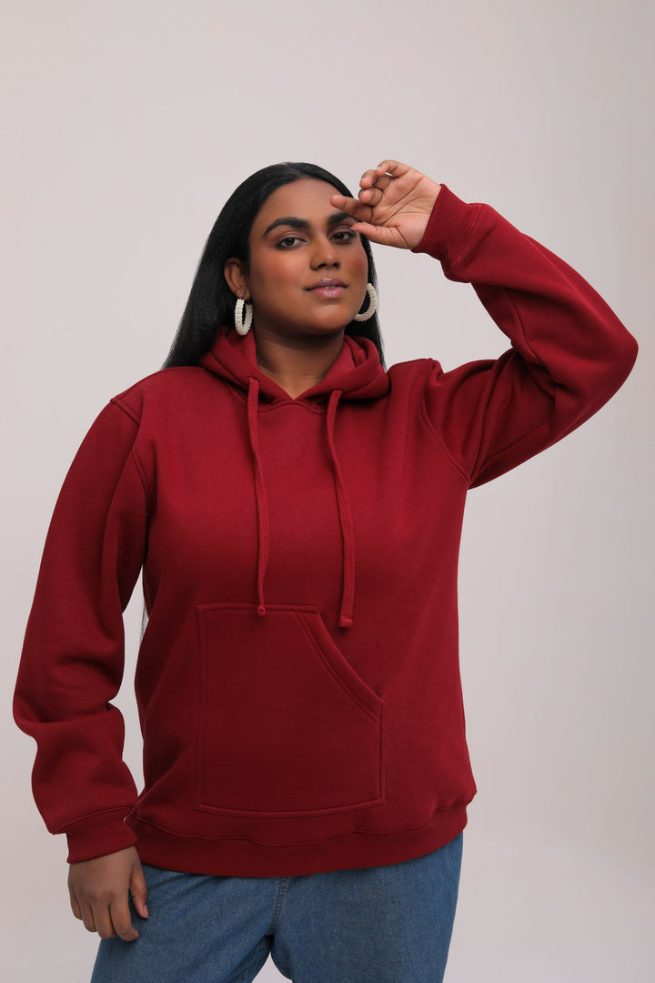 Oversized Maroon Pullover Hoodie