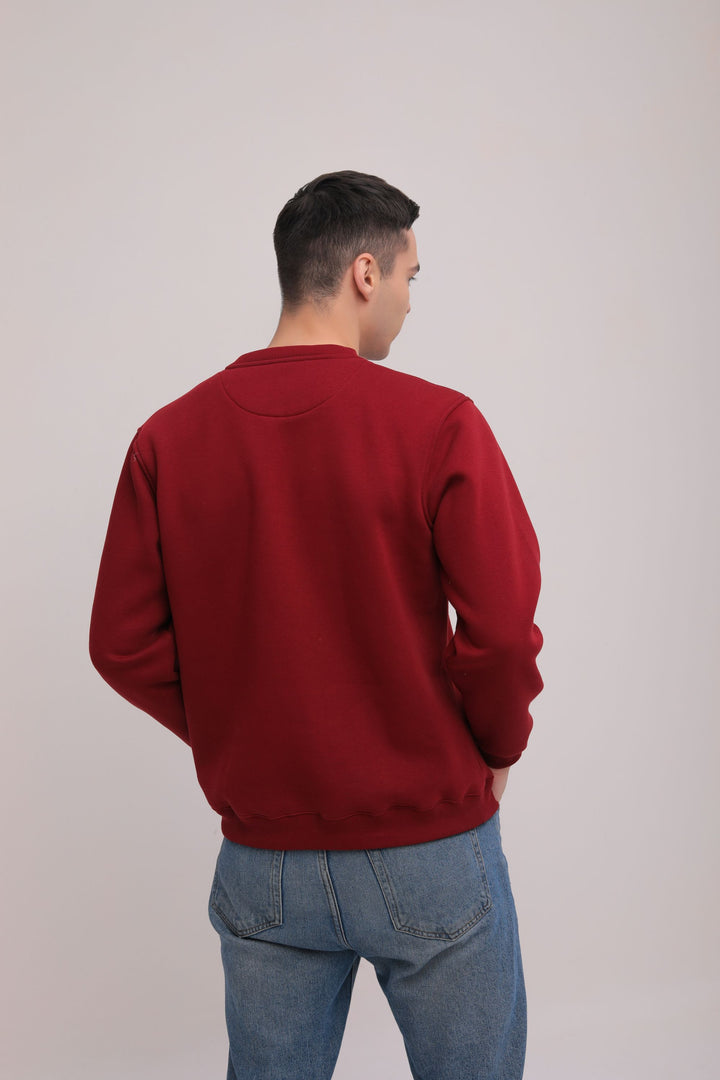 Dragon Print Fleece Sweatshirt - Maroon