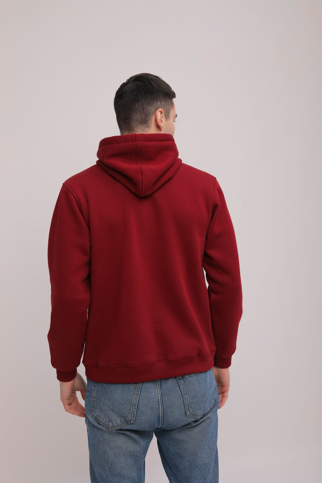 Asymmetrical Solid Hoodie - Maroon